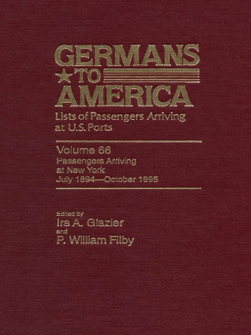 Cover image for Germans to America, Volume 66 July 2, 1894 - Oct. 31, 1895